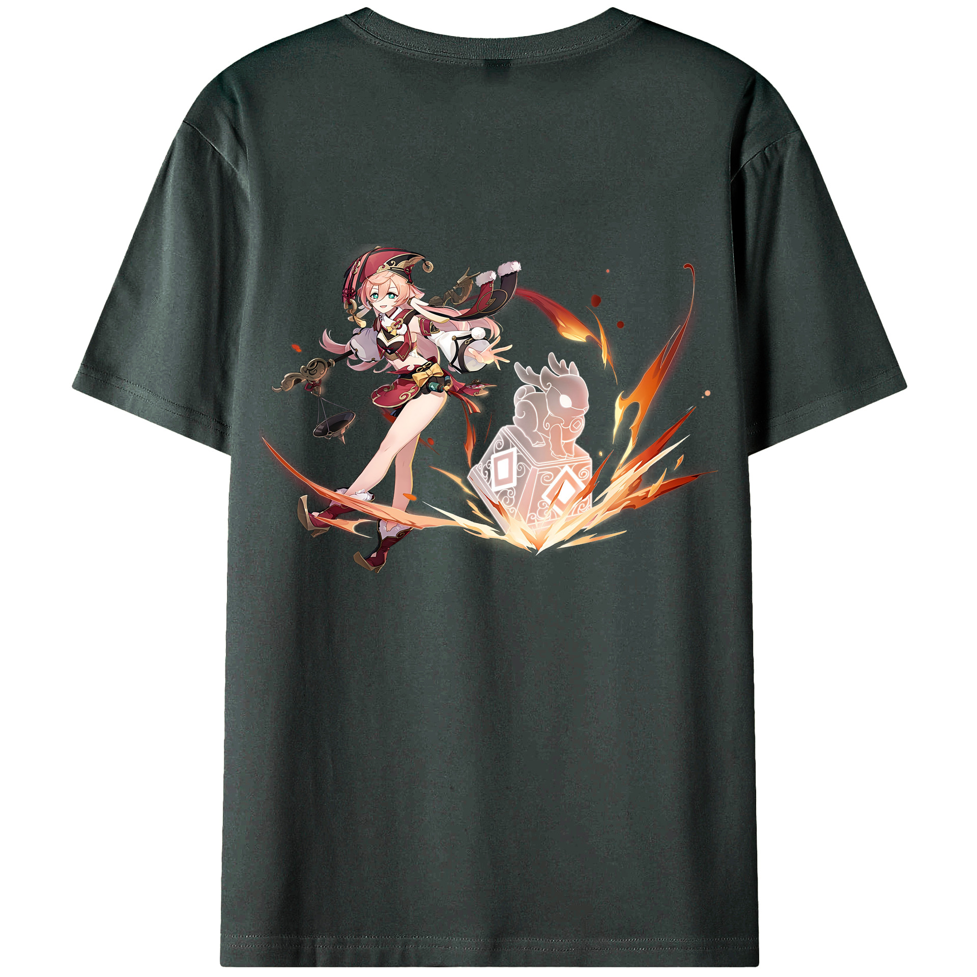 げんし神 ヤンフェイ genshin Yanfei 綿100％ メンズ半袖Tシャツ（バックプリント） 通気性